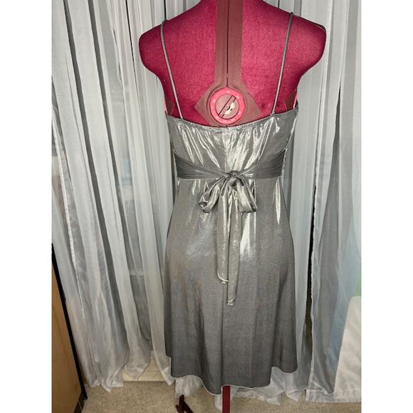 Y2k slip dress formal party silver lamae - Picture 4 of 10